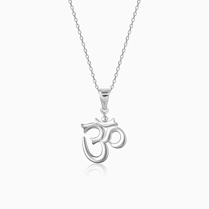 Silver Om Pendant with Link Chain