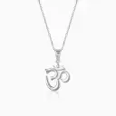 Silver Om Pendant with Link Chain